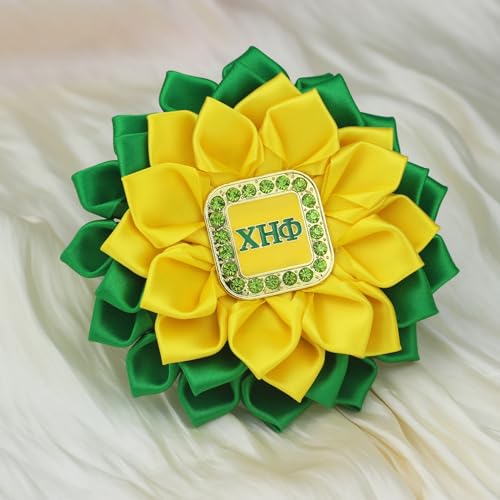 Image of Greek Chi Eta Flower Corsage for Women Sorority Chi Brooch Pin 1932 Sorority Gift Crystal Paraphernalia Jewelry for Soror Sisterhood Gift