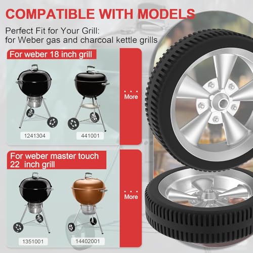 Image of 65930 65931 Wheel Replacement for Weber Kettle 18 /22 Inch Grill Accessories