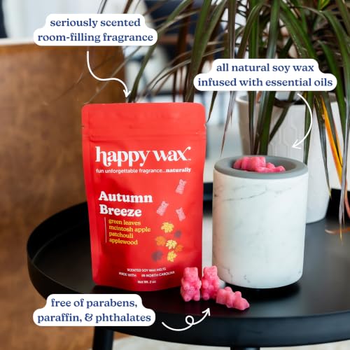 Image of Happy Wax Forever Fall Collection: Natural, Non-Toxic Scented Soy Wax Melts - Total 6oz Variety Pack: Autumn Breeze, Apple Picking, Pumpkin Spice Latte