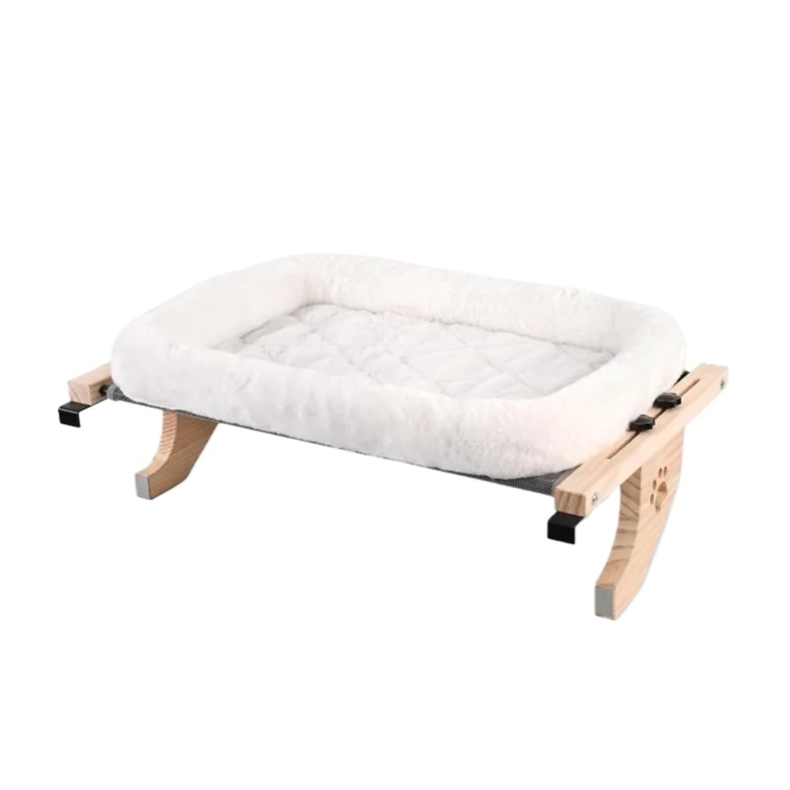 Amaca for finestra for gatti, struttura in legno con cuscino | Le staffe metalliche possono sostenere fino a 30 libbre; i bracci regolabili si adattano a finestre larghe 20-40 pollici.