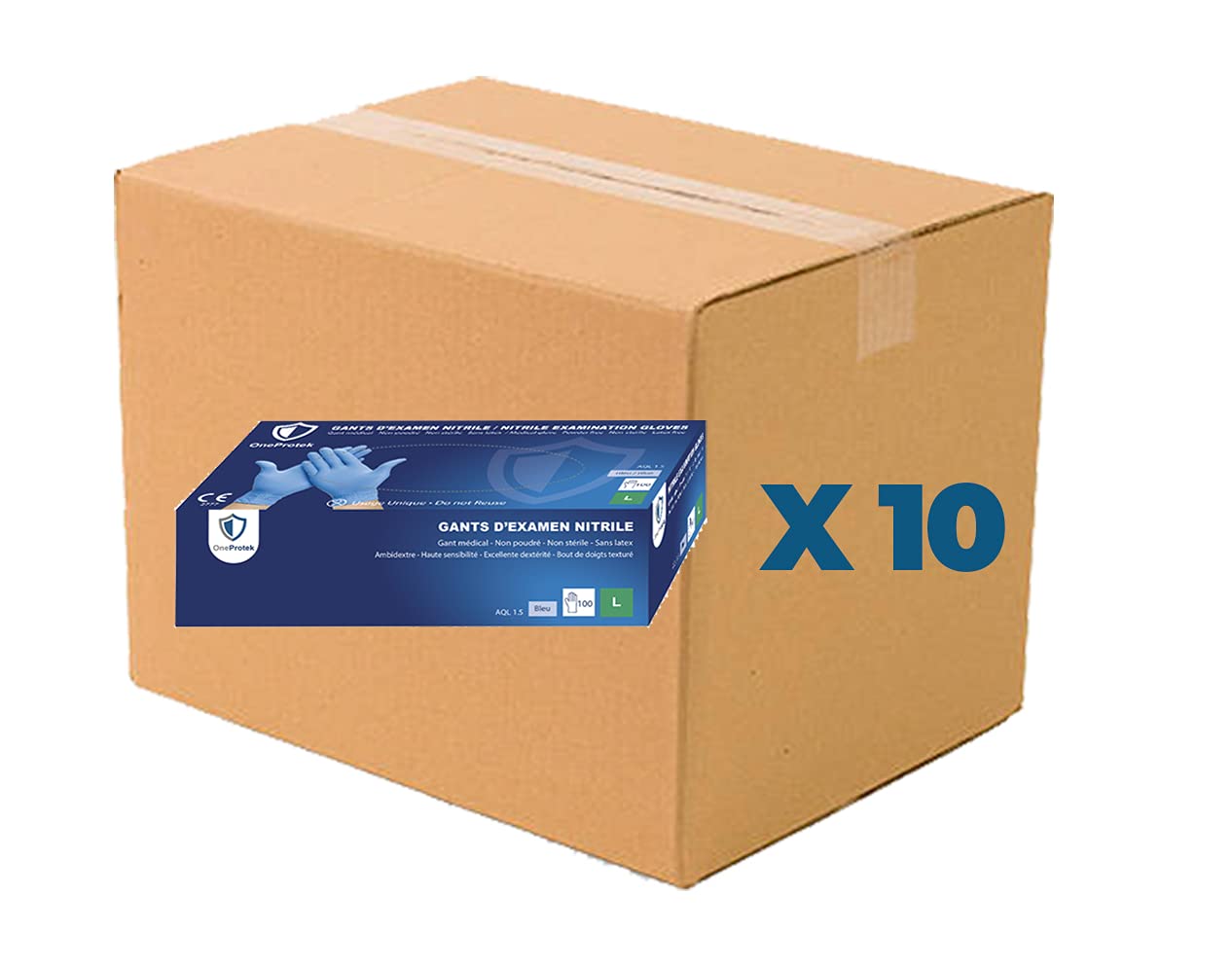 100 PCS/Caja Guantes nitrilo desechables - Talla L - Azul - Sin látex sin polvo - Resistentes y multiusos - Disponible en caja de 1, 2, 4, 10