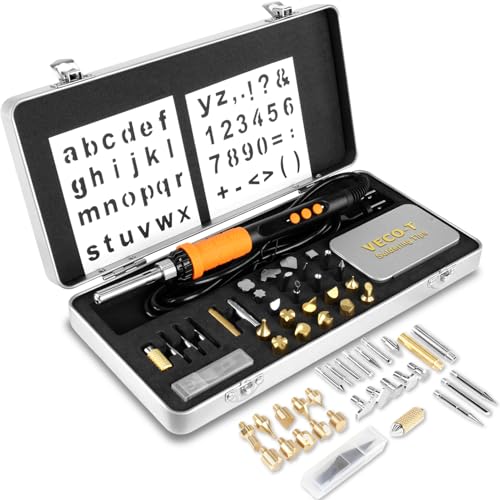 VECO-T Upgrade 40Pcs Wood Burning Kit Craft Pyrography Tools for Beginners Adults Engraver Carver Adjustable Temp Wood Burning Pen Ideal for Woodworking Carving and Leather Craft