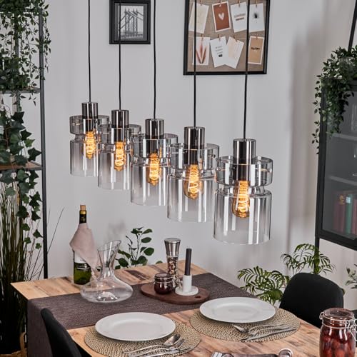 Lampe à suspension Hasvik hofstein en métal noir à 5 ampoules E27 pour salon