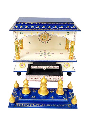 Image of Wooden Hindu Pooja Mandir Handmade Temple Mandap Worship for Home and Office Wall Decor