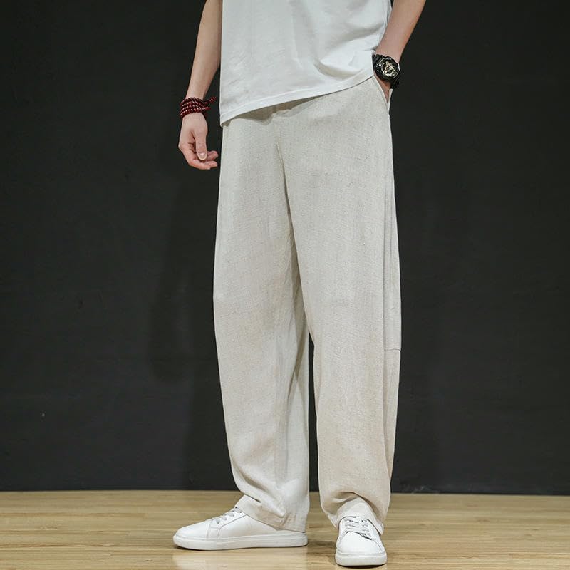 Pantalon homme printemps automne coton lin décontracté respirant