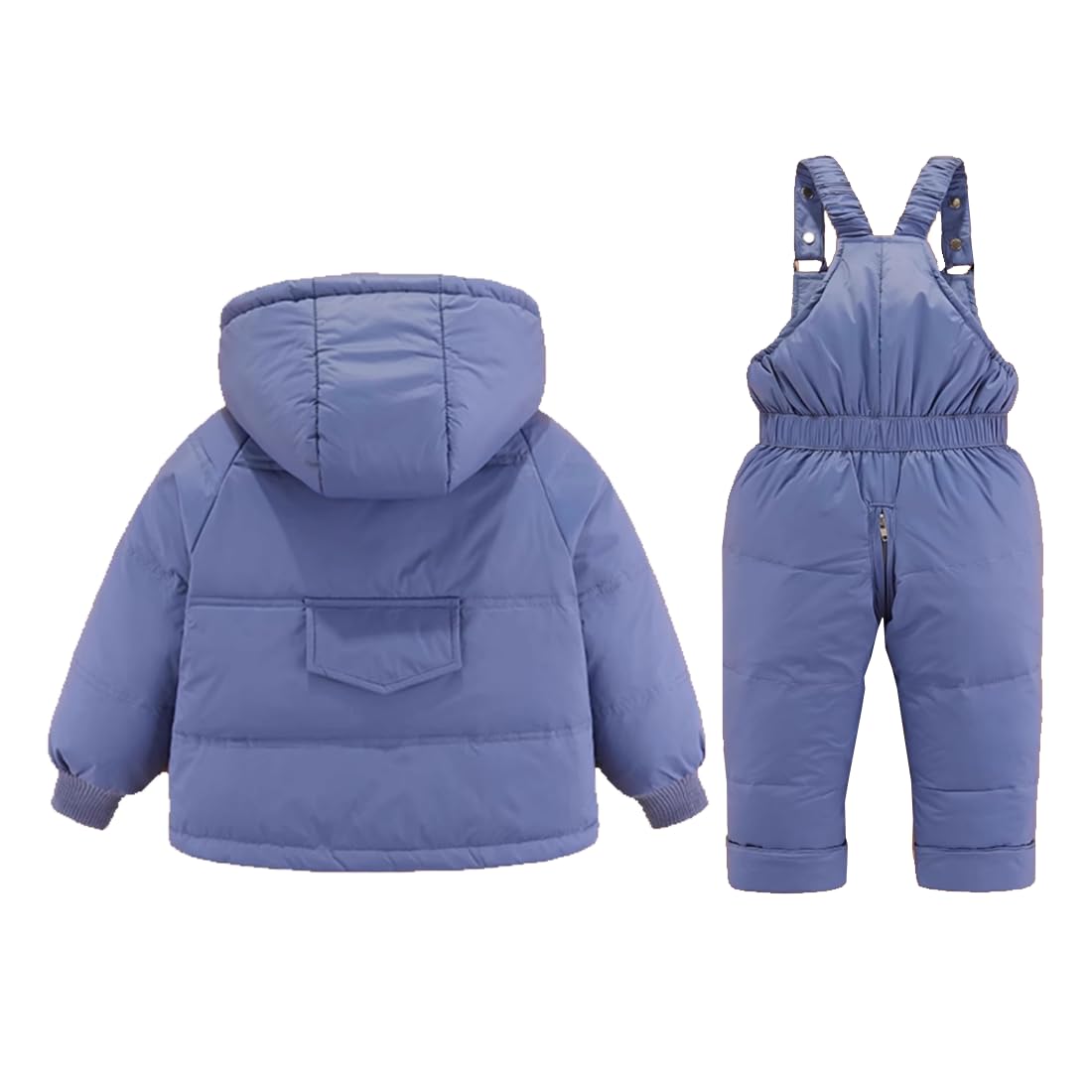 Tuta da Neve Invernale da Bambini 2 Pezzi Capppotto Piumino con Cappuccio e Saloppette da Sci Antivento Impermeabile