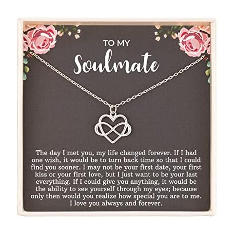 RareLove Gifts for Wife from Husband, My Soulmate Pendant Jewellery Present, 925 Sterling Silver Tiny Infinity Heart Necklaces for Women, Romantic Gifts for Her, One Year for Fiancé Cover