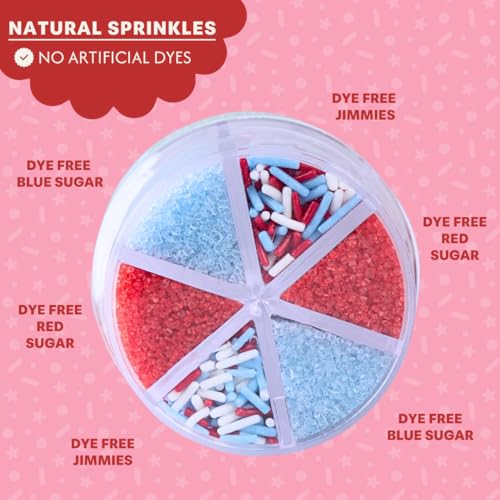 Image of Sweets Indeed Dye Free 4th of July Sprinkles - Patriotic Red White and Blue Sprinkles with No Artificial Dyes for Baking & Decorating Cupcakes, Cookies, Cakes & Desserts - 2.75 ounces