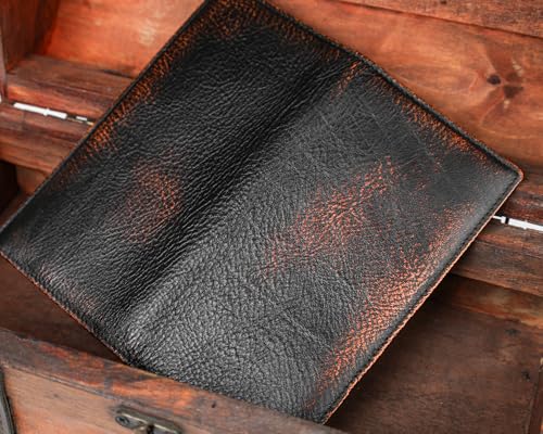 Image of DK86 Long Wallet For Men Full Grain Leather with Hand Burnished Rfid Blocking Rodeo Wallet Bifold Wallet