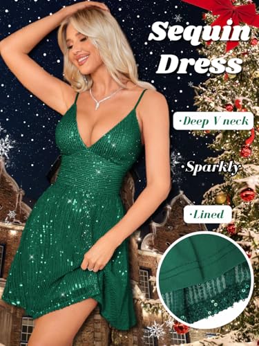 Image of Kaei&Shi Sexy Sequin Dress,Deep V Backless Corset Dresses,Glitter Sparkly Outfits for Women Birthday Party Cocktail Nye