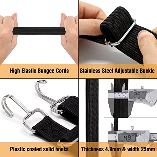 Image of Bungee Cords Heavy Duty Outdoor, Long Adjustable Bungee Cords with Hooks Flat, 40 Inch High Elastic Rubber Bungee Straps with Hooks for Luggage, Roof Racks, Tarpaulin, Moving Cargo, Camps, Tarps