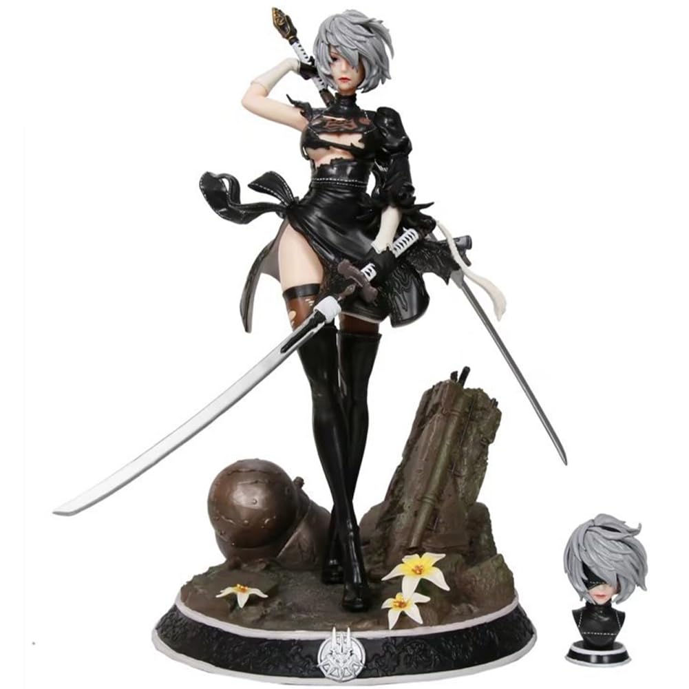 2B Anime Figure No.2 Type B Action Figure Model 13" Interchangeable Heads 2Bautomata 2Byorha Statue Desktop Decoration Collectibles Gift