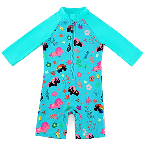 Baby Boy Long Sleeve One Piece Swimsuit with UPF 50+ Sun Protection(Green(ls),9-12m)