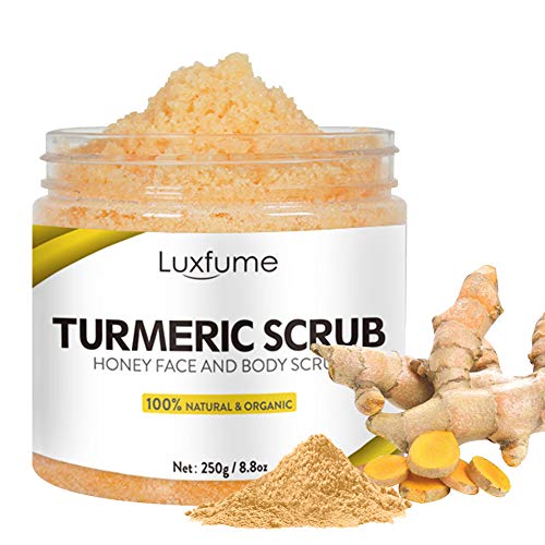 Turmeric Body Facial Scrub, Natural Exfoliating Salt Scrubs Glow Skin Brightening Bath Scrub for Acne Treatment, Skin Moisturizing, Boosting Circulation - 8.8 oz