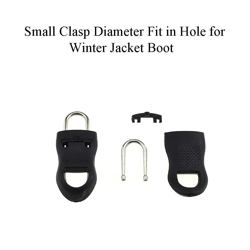 G.FIDEL Metal Zipper Pull Tab Tag Handle Fixer, 0.06 inch 1.6 mm Small Clasp Diameter, Black, Set of 5 2