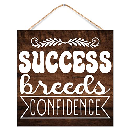 Plaque en bois rétro Success Breeds Confidence décor de ferme 30x30 cm