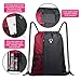 Drawstring Backpack Sports Gym Bag for Women Men Children Large Size with Zipper and Water Bottle Mesh Pockets (Black/Red)