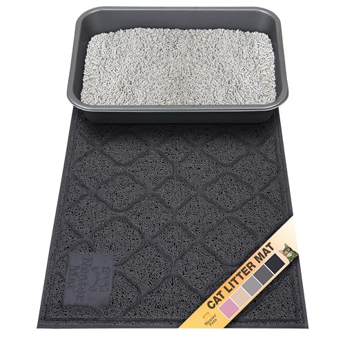 Neater Pets Neater Mat Cat Litter Rug, Thick & Durable Cat Mat for Litter Box, Trapper Pad Catches Mess to Protect Indoor Floors, Soft on Kitty Paws, Anti-Skid Grip Backing, Easy to Clean, Black