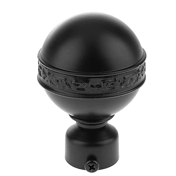 28mm Aluminum Alloy Curtain Rod Cap Drapery Pole Finials Style 4-Black