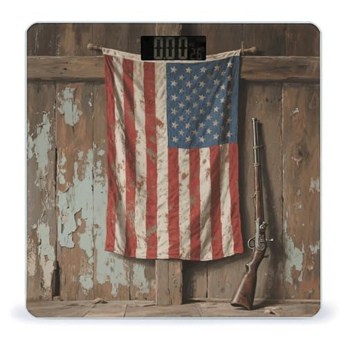 Báscula de baño digital con bandera americana y pantalla LED miniatura 1