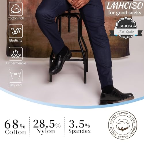 Men's Black Dress Socks Combed Cotton Thin Soft Lightweight Comfort Classic Bussiness Crew Socks for Men4
