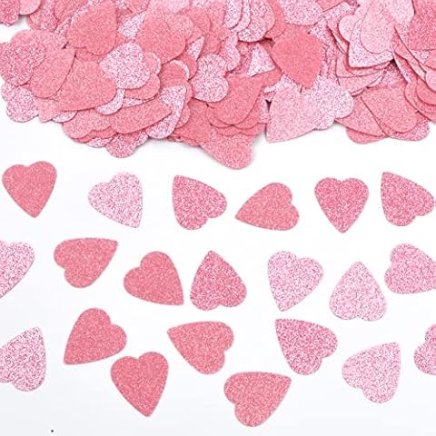 100g Rosa Herzen Konfetti, 2.5cm Metallic Glitzer Herzen Konfetti Folie Tischdeko Konfetti Cover