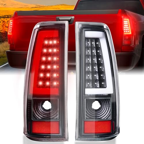 SPBREW LED Tail Lights Assembly Fit for Chevy Silverado 1999 2000 2001 2002 Tail Lights Compatible for 99-02 Silverado 1999-2007 GMC Sierra Classic Clear Tail Lights Truck Rear Lamp Black 1 Pair