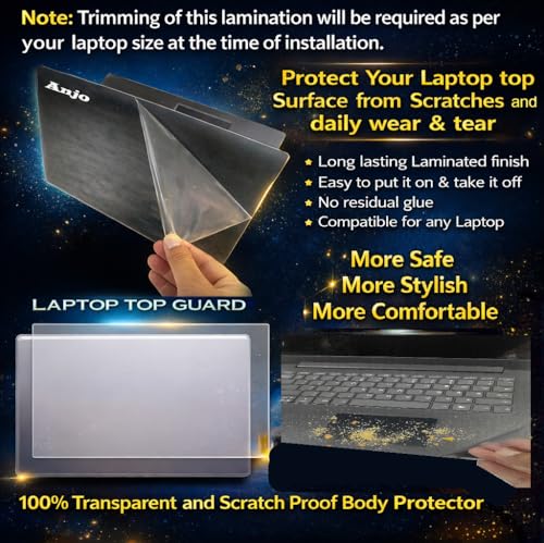Image of Anjo 5 in 1 Combo Of 14 Inch & 16:9 Display Aspect Ratios Laptop Screen Protector, KeySkin, Body Lamination Trackpad & Lid (Transparent) & Pad