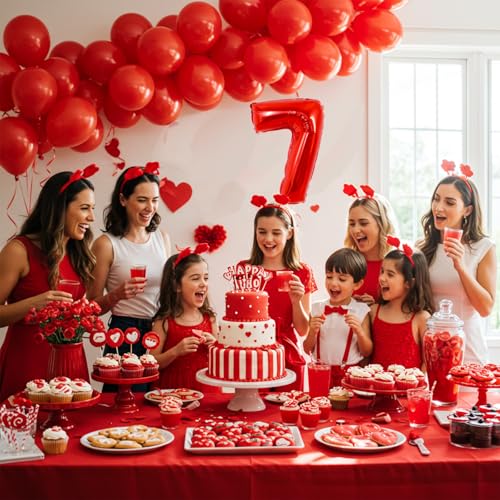 Image of TONIFUL Number Balloon 16 Inch 10 Pcs Fat Red 0-9 Birthday Number Balloons | Small Custom Digital Mylar Foil Ballons for Birthday Halloween Graduation Anniversary 2027 New Year Eve Party Decorations