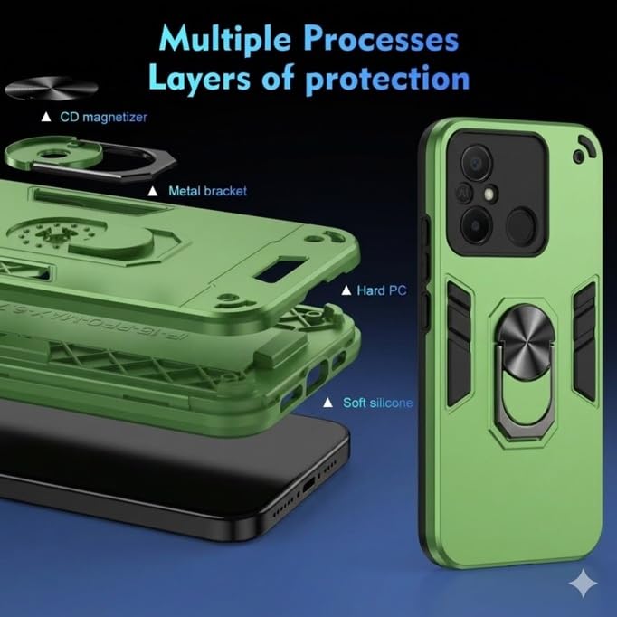 Image of Armor Kickstand Defender Back Cover case Mobile Cover for Poco C55 / Redmi 12C