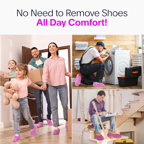 Image of Blue Shoe Guys Premium Disposable Boot & Shoe Covers Booties | 100 Pack | Durable, Non-Slip, Non-Toxic, Water Resistant, Recyclable Protectors for Indoor & Outdoor | Large Size Fits Most Shoes