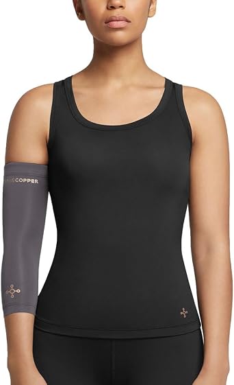 Tommie Copper Elbow Compression Sleeve For Tennis, Golfers Elbow, Adjustable, Breathable Copper Elbow Brace, Slate Grey, Medium