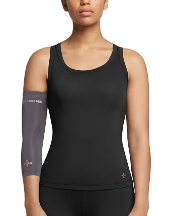 Tommie Copper Elbow Compression Sleeve For Tennis, Golfers Elbow, Adjustable, Breathable Copper Elbow Brace, Slate Grey, XL