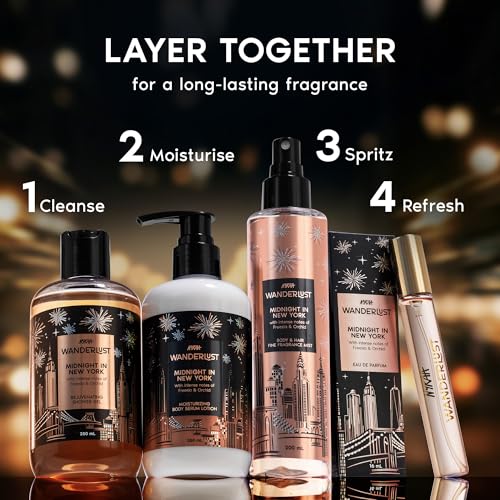 Image of Nykaa Wanderlust Midnight in New York Body & Hair Fine Fragrance I | Perfume Mist for Women - 200 ml I Orchid & Musk | | Long-Lasting, Travel‐Friendly, Vegan,Paraben‐Free, IFRA Certified
