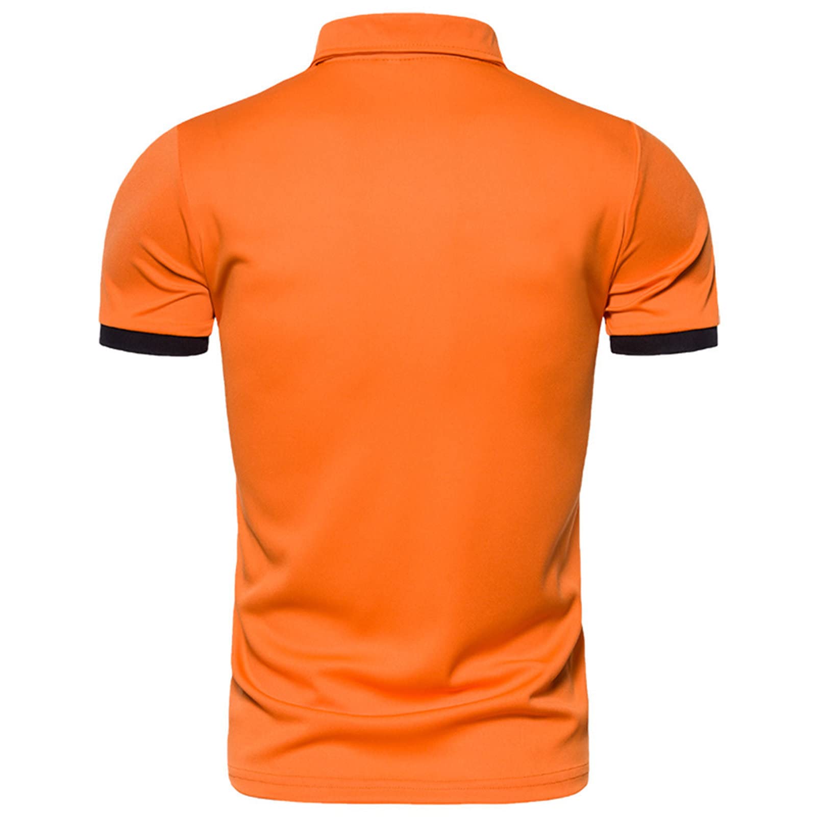 Maiyifu-GJ Men's Outdoor Sport Polo Shirt Casual Short Sleeve Slim Fit Golf Shirts Basic Regular Fit Solid Tennis Shirts (Orange,XX-Large)