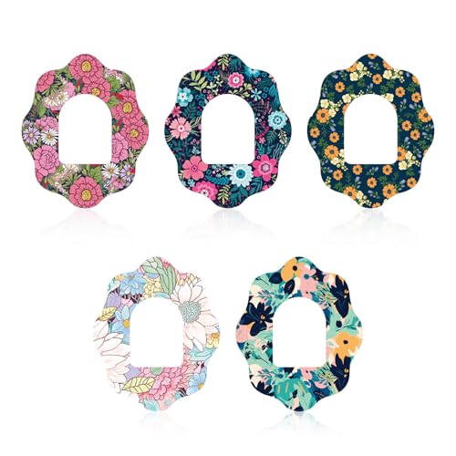 25pcs Adhesive Patches Compatible with Omnipod 5, Floral CGM Overpatches Overlay Waterproof & Sweatproof Sensor Covers Sticker for Pod Pals Omni Pod Screen Protector Accessories (Flower Shape)
