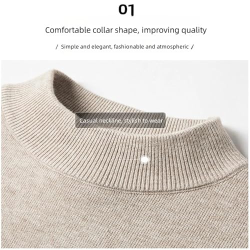 Men's Cashmere Sweater Mock Neck Long Sleeve Sweater Knitted Pullover Slim Fit Warm Sweater3