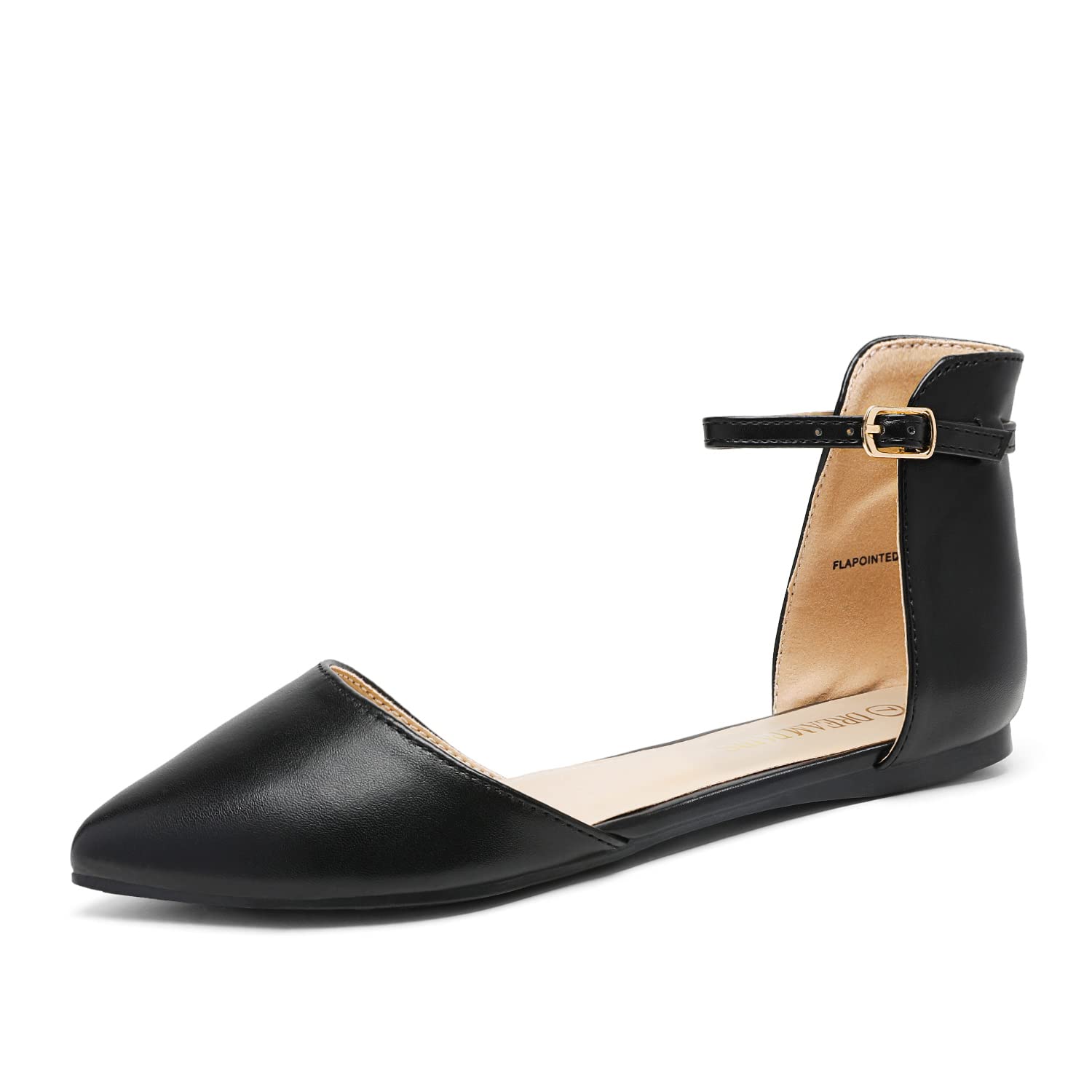 DREAM PAIRS Flapointed Women's Casual D'Orsay Pointed Plain Ballet Comfort Soft Slip On Flats Shoes