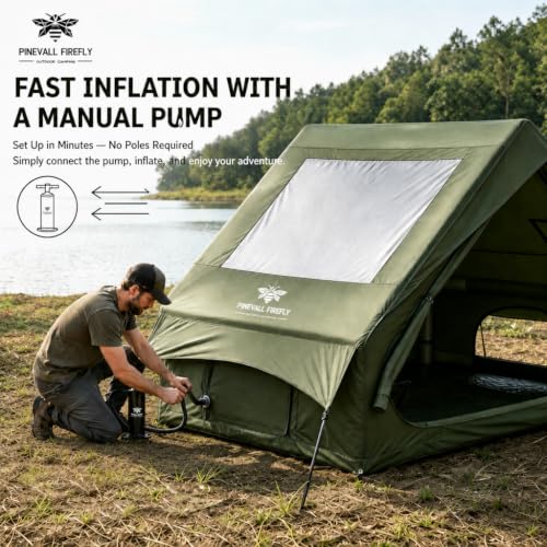 Image of 4-6 Person Inflatable Camp Tent PU2000 Water-Resistant Stove Jack AC Port