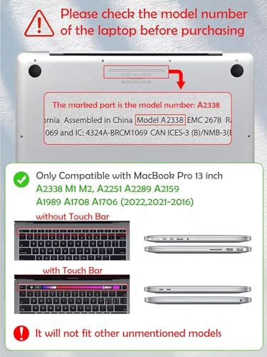 Image of Fancity Compatible With Macbook Pro 13 Inch Case With Touch Bar 2020 2021 2022 Release,M1 A2338 /A2289 /A2251 /A2159 /A1989 /A1706 Hard Shell Case&Keyboard Cover For New Pro 13 2016-2022,Idea,Multi