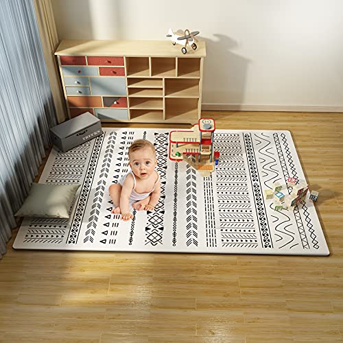 Tcbunny Extra Large Baby Play Mat - 4Ft X 6Ft Foam Puzzle Floor Mat For Kids & Toddlers (Mixed Marks White/Black) #TOP1