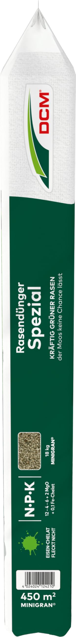 DCM Rasendünger Spezial - Langzeit Rasendünger - In MINIGRAN® TECHNOLOGY - Geeignet für Streuwagen - organisch-mineralischer NPK-Dünger - 18 KG für 450 qm