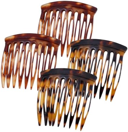 HYFEEL Hair Side Combs - Small French Side Hair Comb Clips for Women Decorative French Twist Hair Styling Accessories -4 Pcs (Tortoise, Brown)