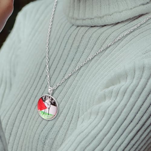 COLLBATH Halskette Mit PaläStina-AnhäNger Metallkette Mit PaläStina-Flagge Dekorativer AnhäNger FüR Damen Und Herren SchlüSselbeinkette DüNne Kette Schmuck Partygeschenk