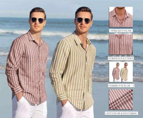 Image of Zombom Men's Regular Fit Vertical Striped Casual Shirt | Full Sleeve Cotton Blend Shirt for Men | Slim Fit Stylish Party