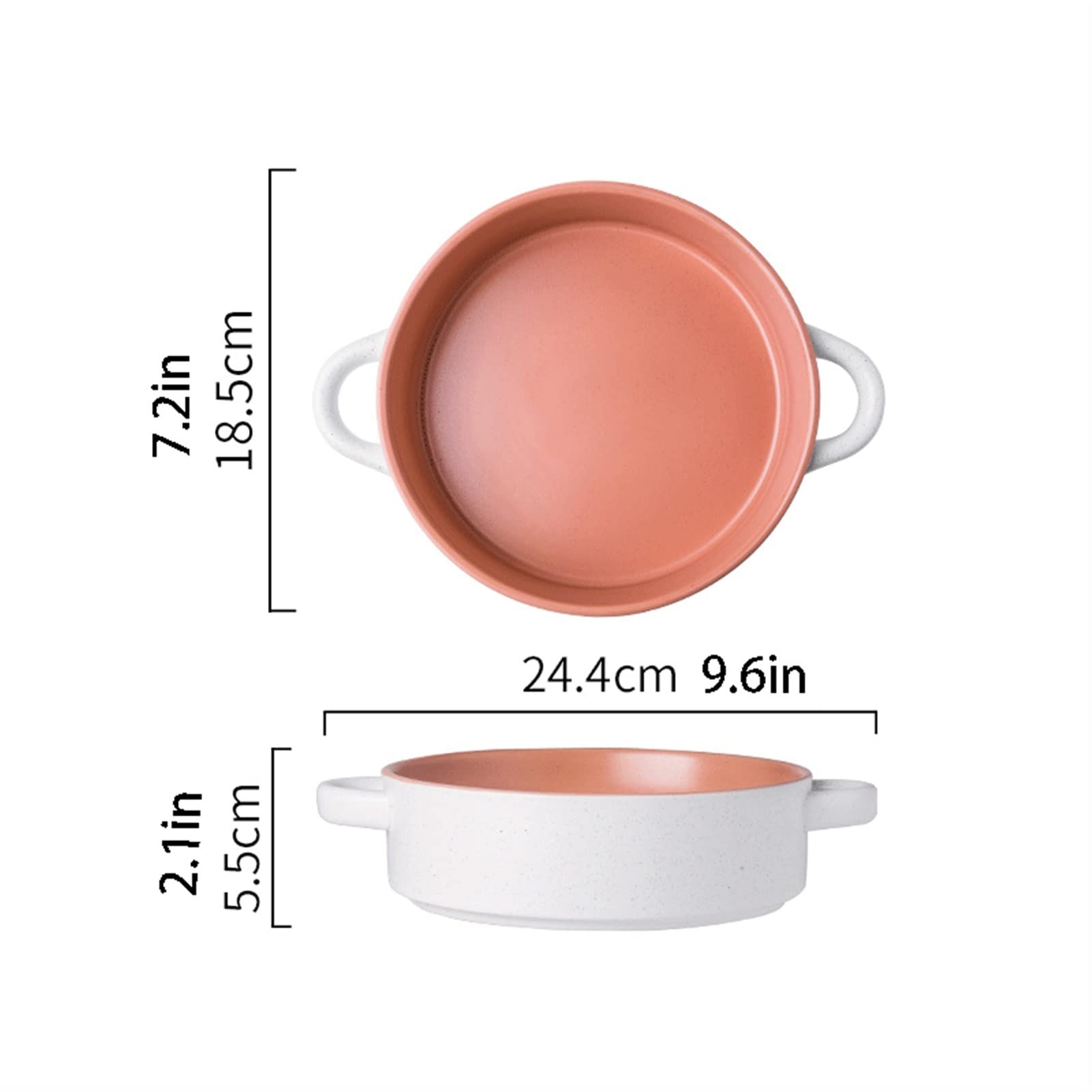 Talerz obiadowy Podwójny uchwyt ceramiczne płyty obiadowe Chińskie zabytkowe porcelanowe ręcznie robiona płyta obiadowa 9.6 "talerz sałatkowy mikrofal/lodówka Naczynia Talerze (Color : A)