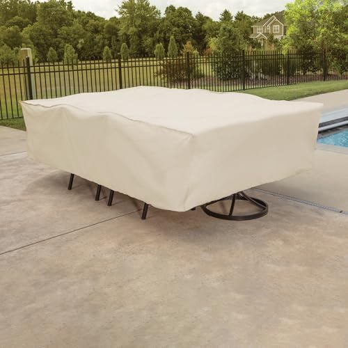 Mr. Bar-B-Q Rectangle Patio Set Cover for Waterproof Outdoor Furniture, Perfect for Patio Use, UV Resistant, Durable Plastic, 114"L x 72"W x 30"H