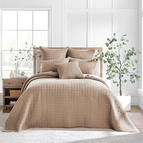 Image of Levtex Home Mills Waffle Queen Bedspread Set (106x106in) with 2 Pillow Shams (26x20in) - Blush - Cotton Waffle Queen Size Bedspread Set - Lightweight, Soft, Pre-Washed