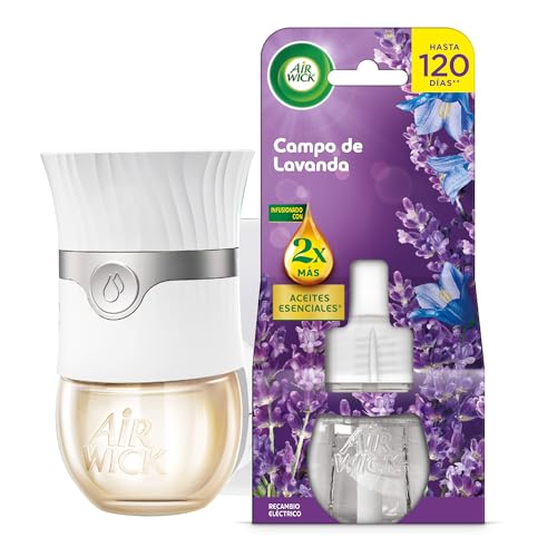 Air Wick Ambientador Eléctrico   Aparato difusor Inteligente con tecnología Anti Fading y Recambio con Aroma a Lavanda, infusionado con 2 Veces más aceites Esenciales