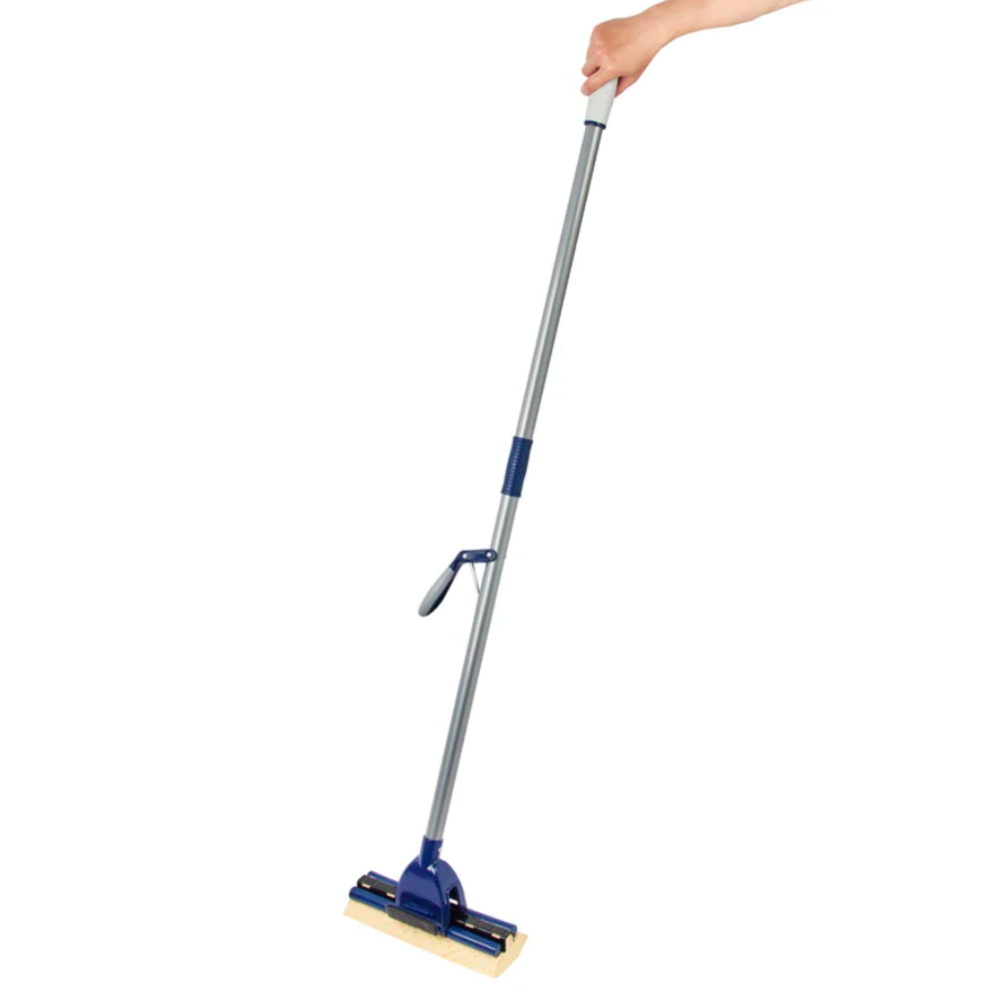 Restaurantware Clean tek - Mopa Profesional autoescurrida, 1 fregona de Esponja Absorbente, Mango de 48 Pulgadas, fijación Segura, Esponja de celulosa Azul, para Limpiar baños, cocinas y más